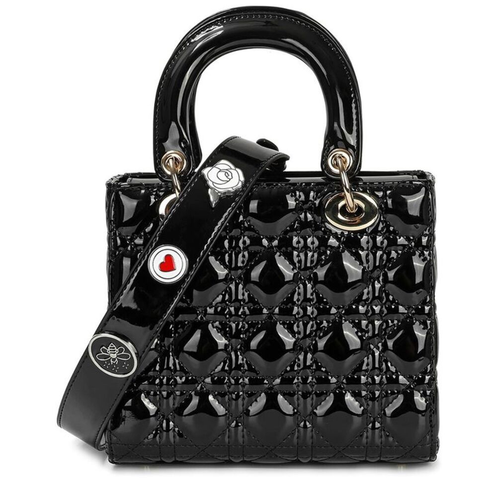 Tiffany & Fred Paris Mini Quilted Patent Satchel, Black